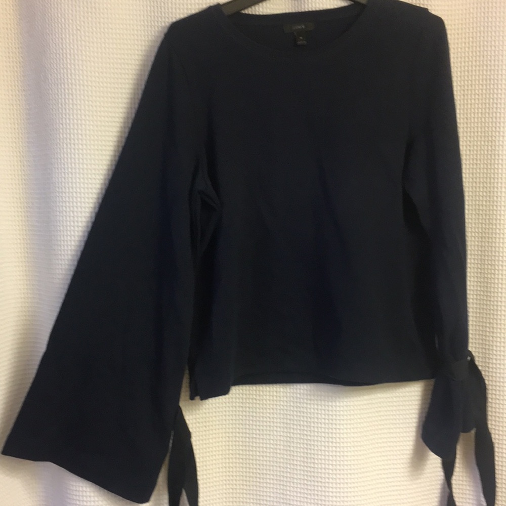 J. Crew Dark Blue Hoodie with Ribbon Cuffs